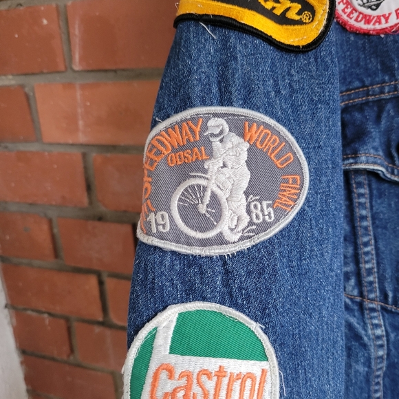 Vintage custom folk art levis denim jacket motorcycle patches paris ontario mens - Picture 5 of 9